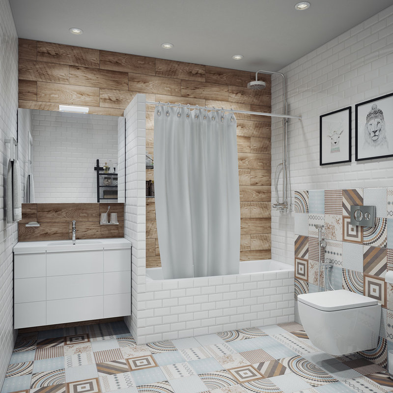 gyönyörű fürdőszoba kialakítás 6 m²