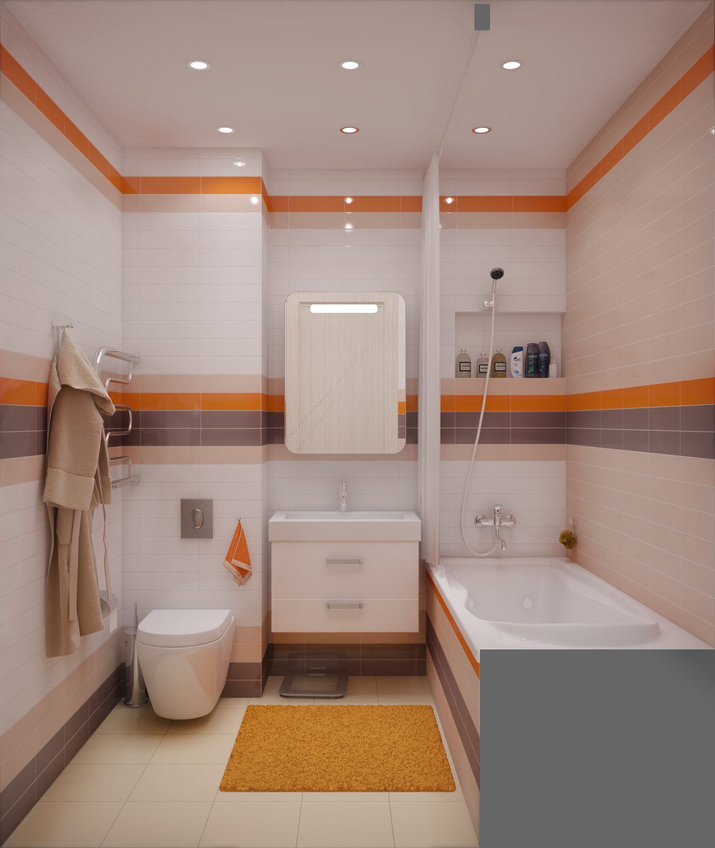 design del bagno con soffitto teso