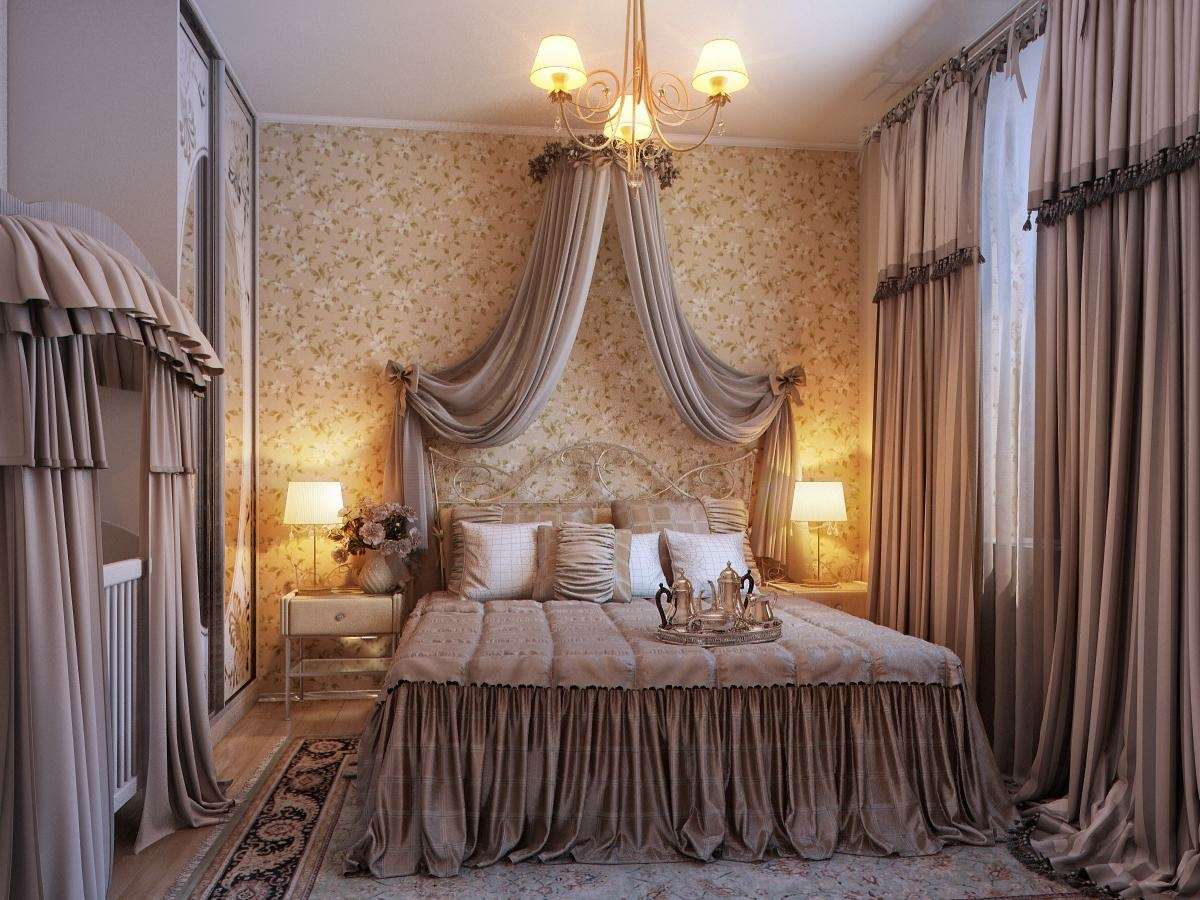 bellissimo design di una camera da letto con un asilo nido