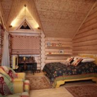 camera da letto in una foto di casa in legno