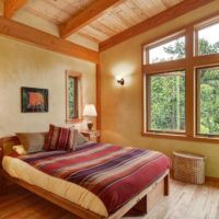 camera da letto in un arredamento di casa in legno