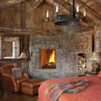 camera da letto in una casa di legno rustica