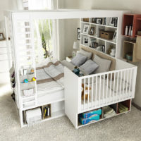 stanza del bambino per neonato nella camera dei genitori