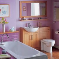Kombinuotas vonios kambarys rausvos ir violetinės spalvos