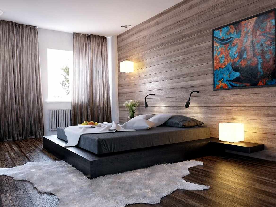 neįprastų sienų dekoravimo miegamajame dekoravimo variantas
