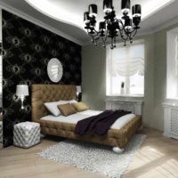opzione di leggera decorazione dello stile delle pareti nella foto della camera da letto
