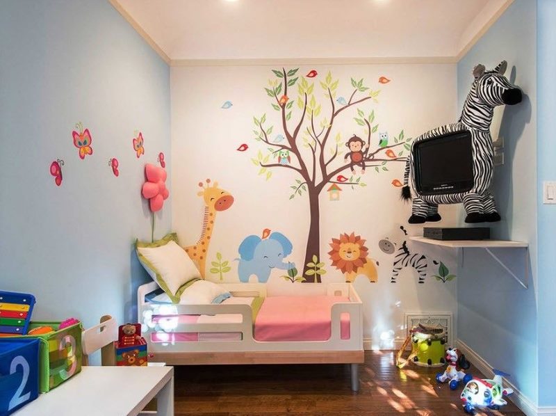 Chambre d'enfants avec stickers muraux en vinyle