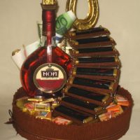 Cognac with sweets as a gift to a man