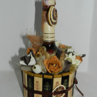 Bouquet for a beloved man with cognac and chocolate