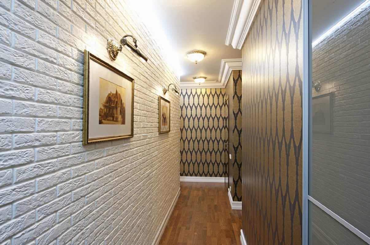 La combinaison de la pierre et du papier peint dans la conception du couloir