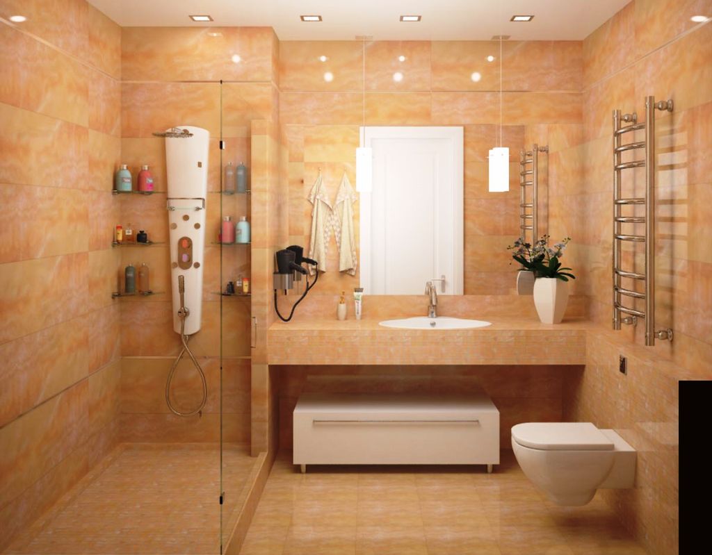 Kombinētās vannas istabas ar speciālu dušu dizains