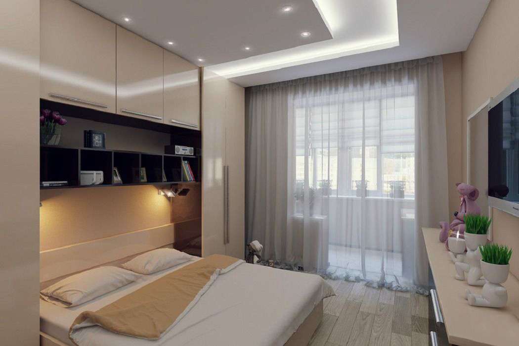 Two-level ceiling in the bedroom 12 square meters
