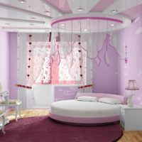 un exemple d'une conception inhabituelle d'une chambre à coucher pour une photo de fille