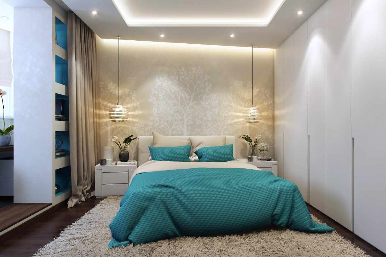 gaišas guļamistabas dizaina projekta variants