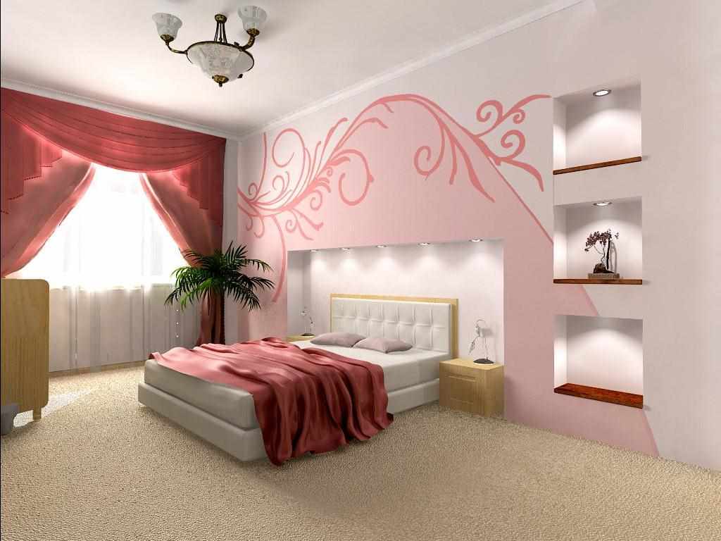 optie voor lichte decoratie van wanddecor in de slaapkamer