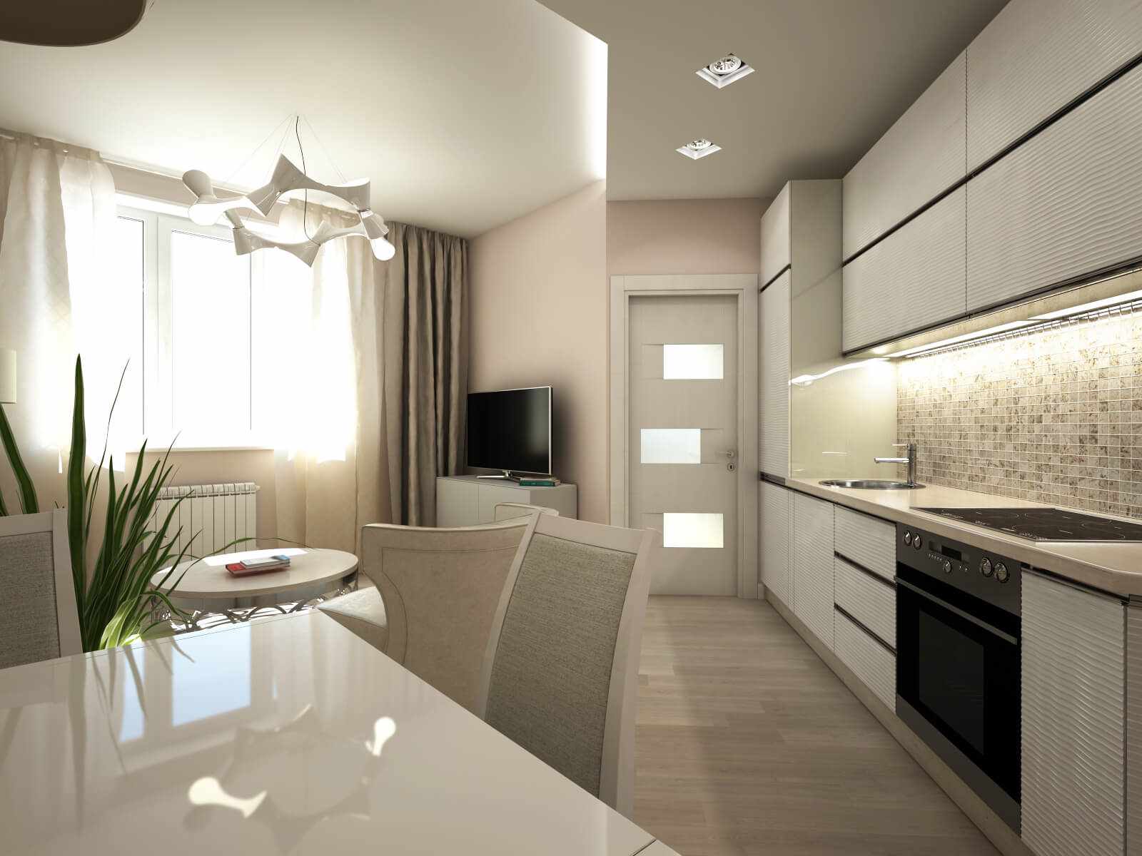 variante di un design a soffitto leggero in cucina