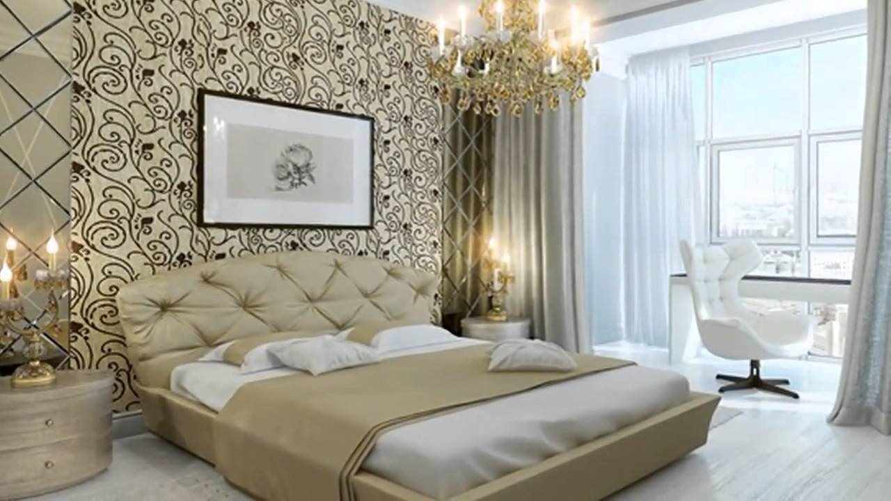 the idea of ​​an unusual decoration of the wall design in the bedroom