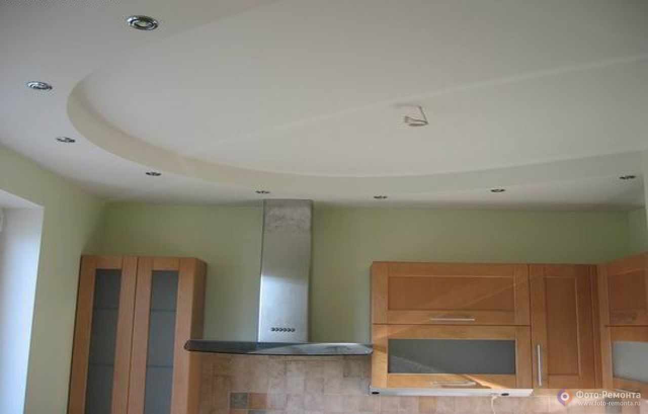 an example of an unusual design of the ceiling in the kitchen
