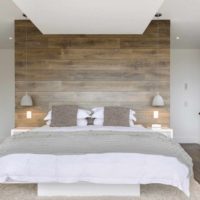 voorbeeld van lichte decoratie van wanddecor in de slaapkamerfoto