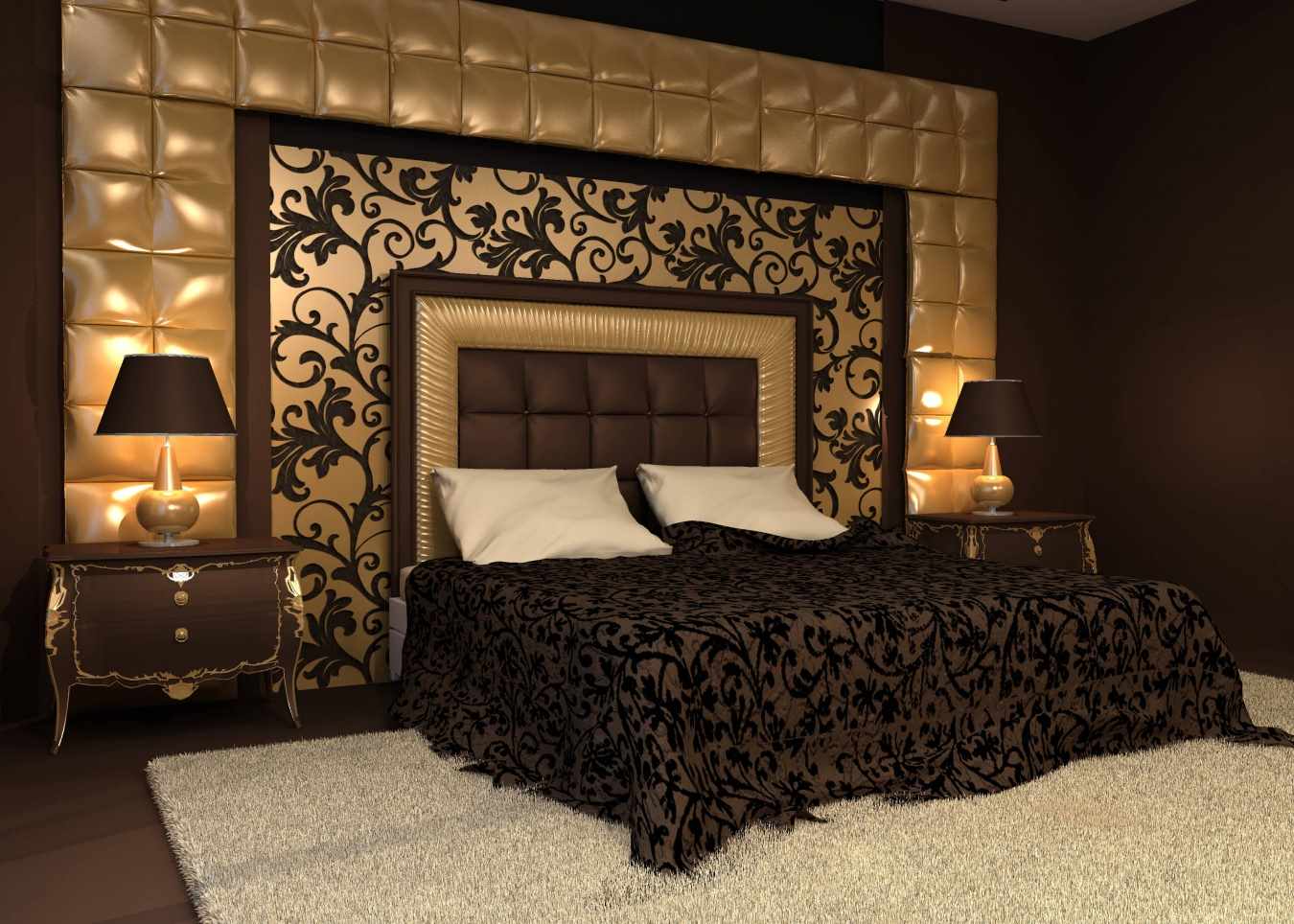 Sienas dizaina gaišas dekorēšanas piemērs guļamistabā
