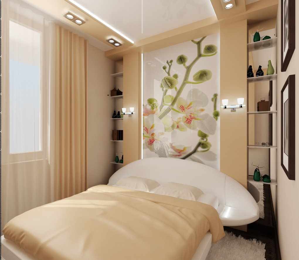 ideja par skaistu sienas stila rotājumu guļamistabā