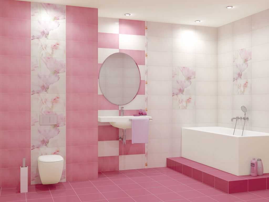 Het interieur van de gecombineerde badkamer in een romantische stijl