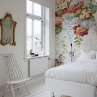 Chambre à la française avec papier peint photo