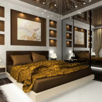 Wall decoration with decorative niches in the bedroom 12 sq m