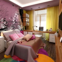 Bright design of a small bedroom 12 sq. Meters