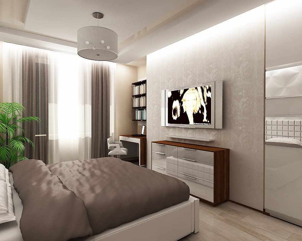 gaišas guļamistabas interjera dizaina variants