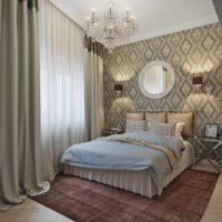 Ryškios miegamojo interjero dizaino nuotraukos pavyzdys