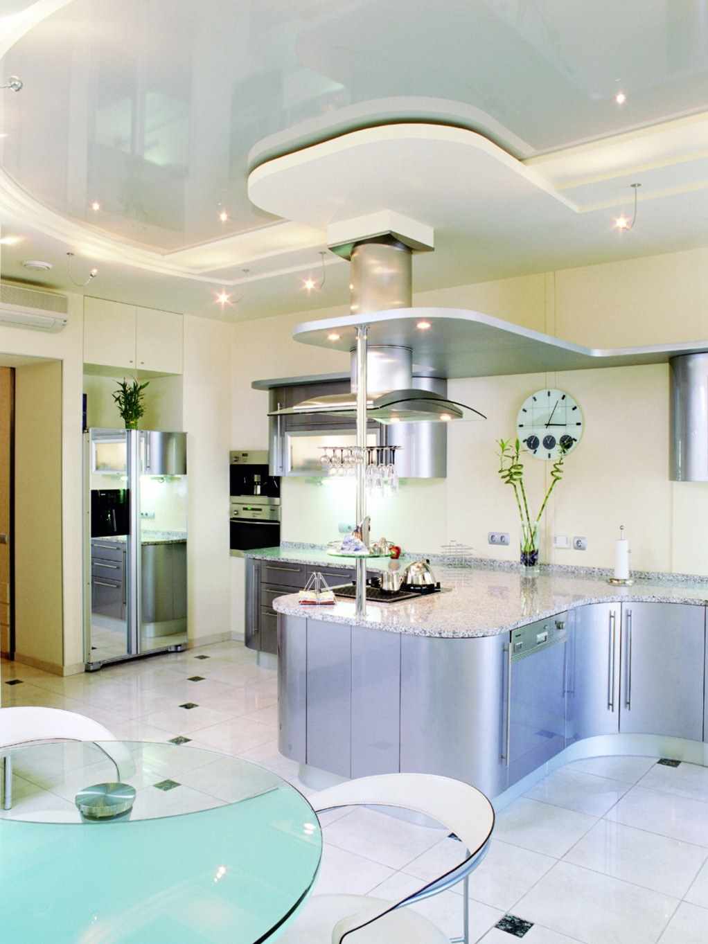 an example of a bright interior ceiling in the kitchen