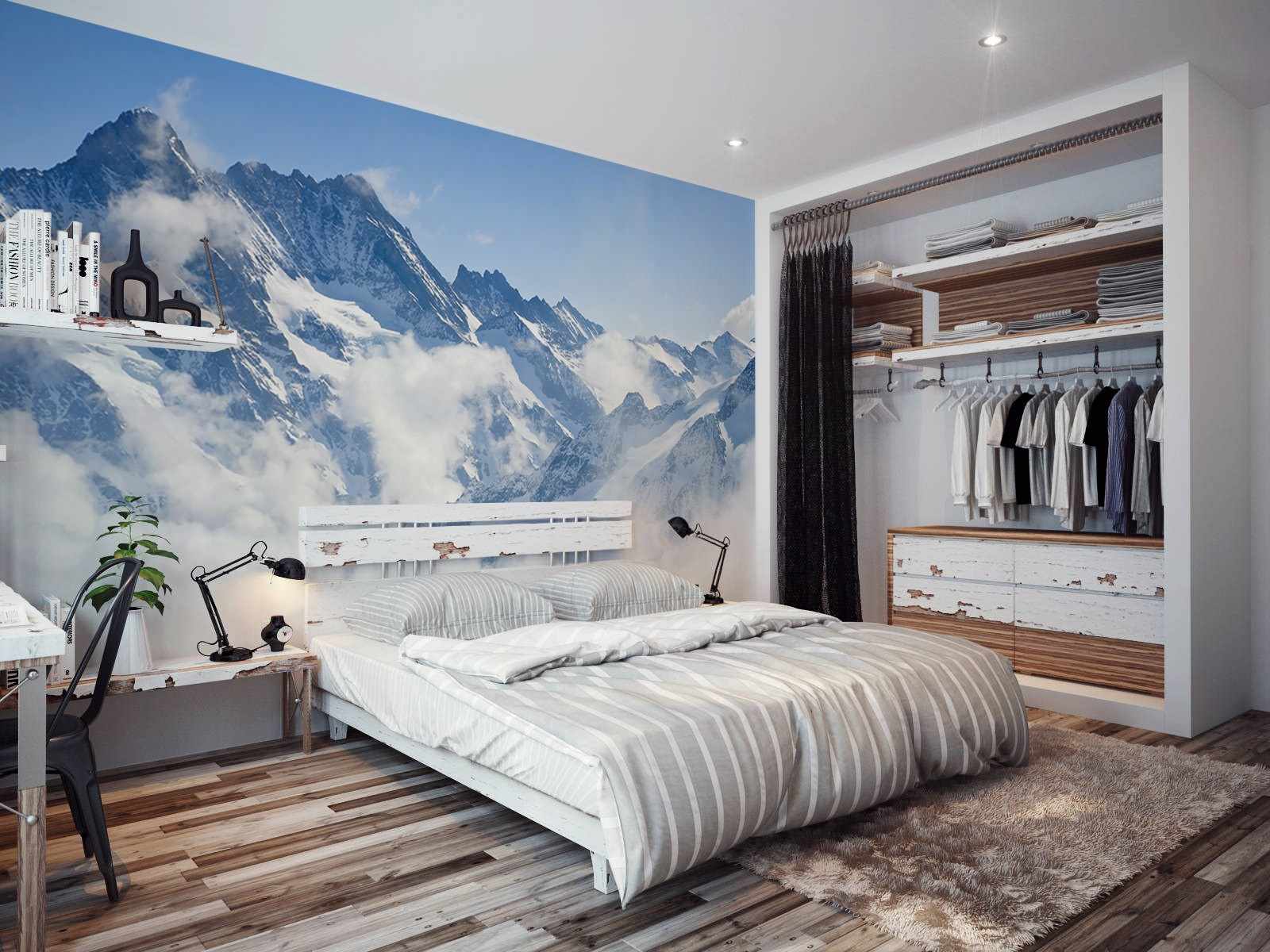 iespēja neparastu sienu dizainam guļamistabā