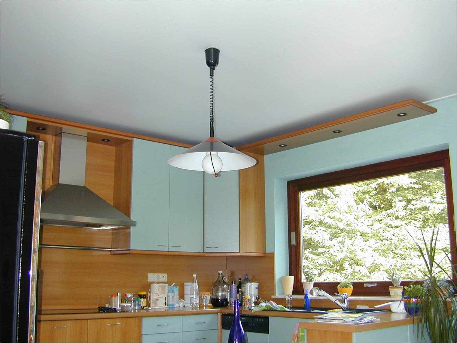 an example of an unusual interior of a kitchen ceiling