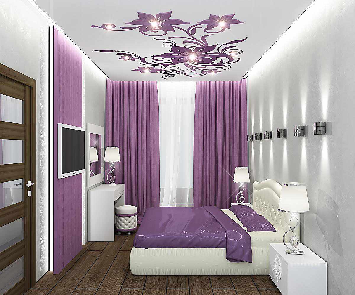 variante di un luminoso design degli interni della camera da letto