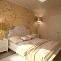 Neįprastų sienų dekoro pavyzdžių miegamojo paveikslėlyje pavyzdys