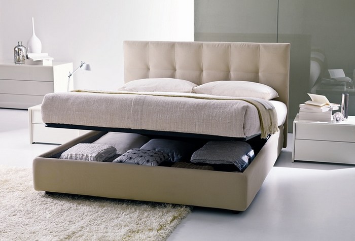 Rollaway bed in the interior of the studio apartment