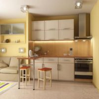La disposizione lineare della cucina-soggiorno