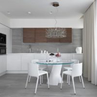 Design minimaliste de la cuisine et du salon