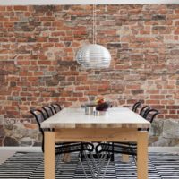 Old brick wall in the loft style kitchen