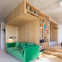 Conception d'un appartement d'une pièce de 40 m² avec meubles de rangement