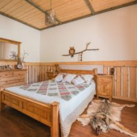 Wood trim in a rustic bedroom