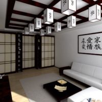 Oriental motifs in the design of the bedroom-living room