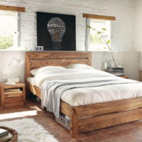 Country style bedroom design wooden bed