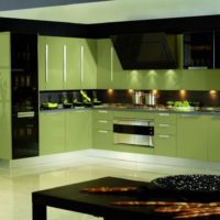 Facciate acriliche di una cucina set di colore verde oliva