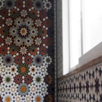 Colorful mosaic ornament on the kitchen wall