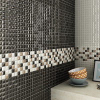 Mosaic wall cladding on a grid