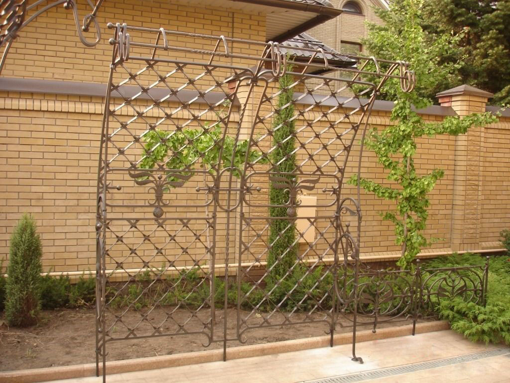 Metal forged trellis for vertical gardening