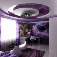 Camera da letto viola in stile moderno.