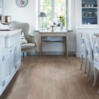 Laminate in a rustic kitchen-living room